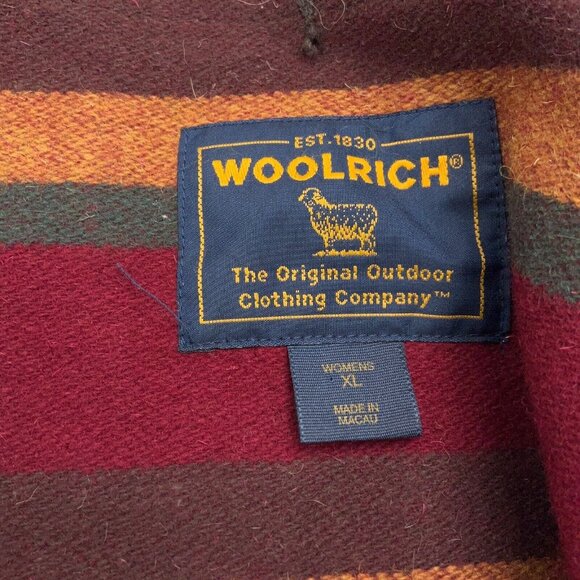 Woolrich Coat Blanket Liner Women XLarge‎ Red Brown Stripe Wool Cotton Quilt - Picture 8 of 10